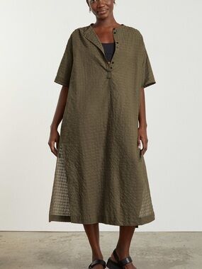 Everlane Olive Cotton Caftan Dress Coverup - Euro Summer Cruise